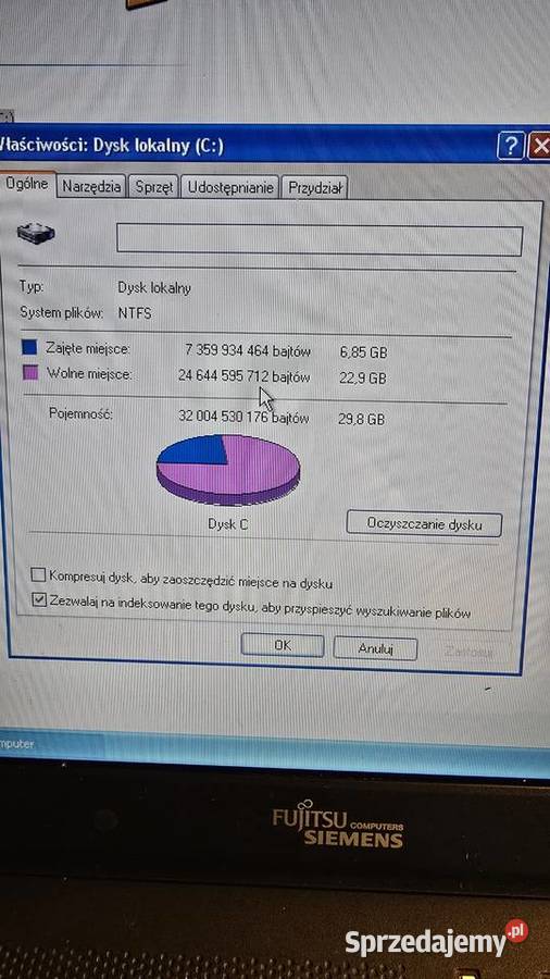 Laptop retro Fujitsu Siemens Orginalny XP dysk Liczba rdzeni 2 Ozimek sprzedam
