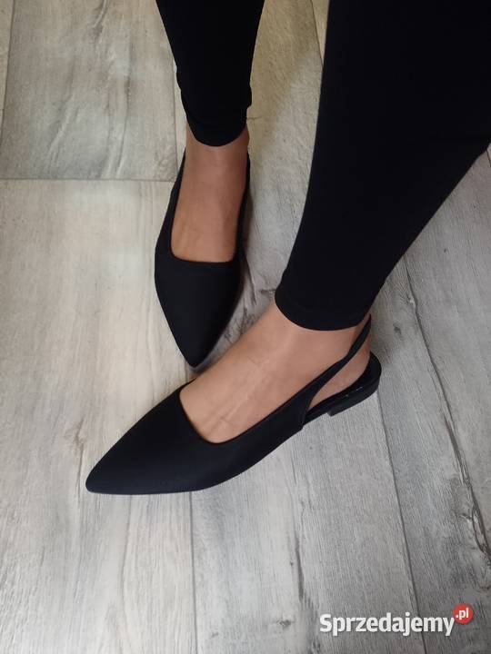 4041 Czarne baleriny wieczorowe z odkrytą piętą Kraków