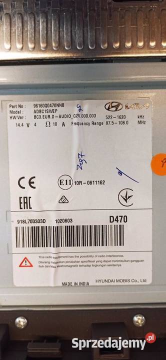 HYUNDAI BAYON RADIO NAWIGACJA 96160Q0470 osobowe