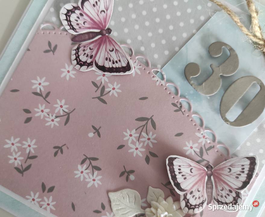 Kartka ręcznie robiona na urodziny z motylami Łódź