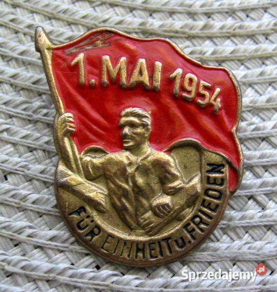 Przypinka DDR 1 Maja 1954r Jedności Pokoju Kalisz