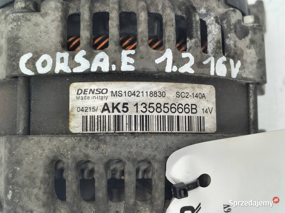 ALTERNATOR Opel Corsa E 12 16V denso 13585666B osobowe lubelskie Chełm sprzedam