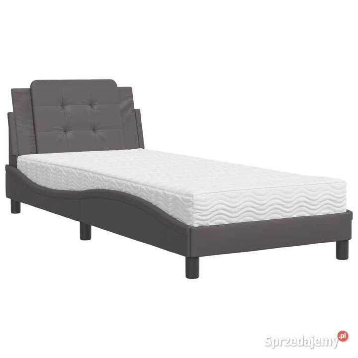 Łóżko z materacem szare sztuczna skóra 90x200 mazowieckie