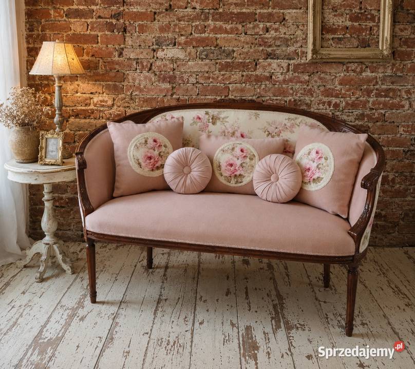 Stylowa sofa medalion ludwikowska vintage retro