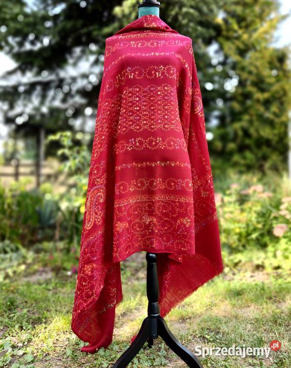 Duży szal orientalny indyjski haftowany haft Dla kobiet zachodniopomorskie Szczecin