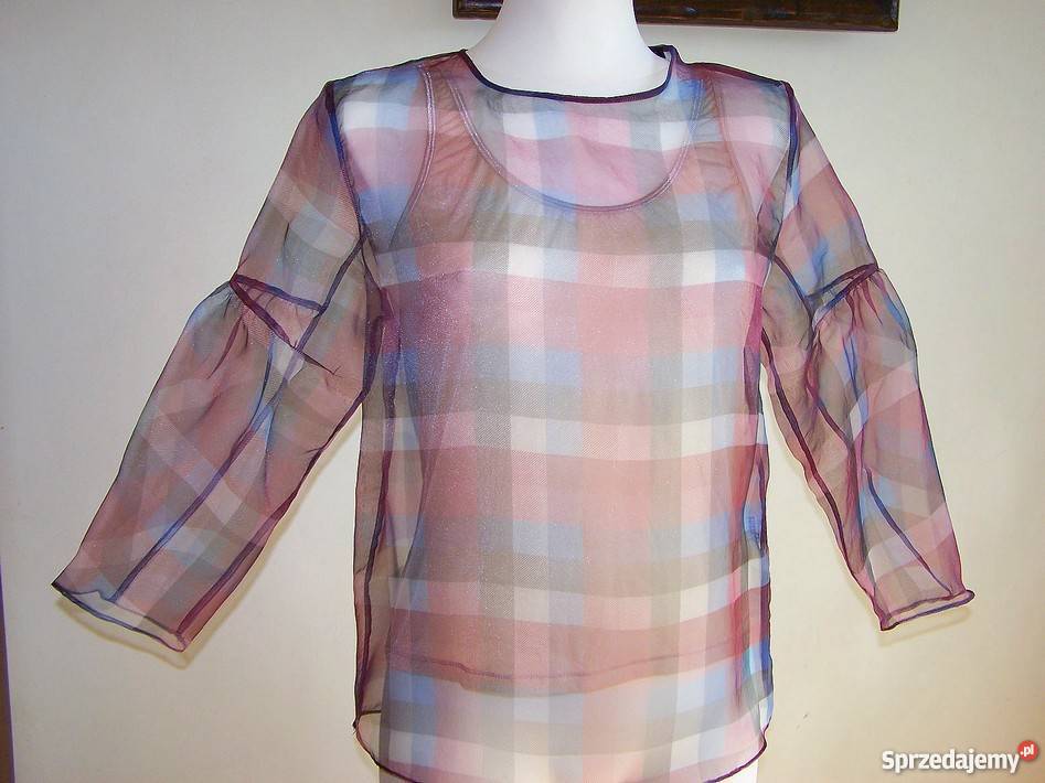 Bluzka Zara Mgiełka Transparentna Burgund 38 Łomża