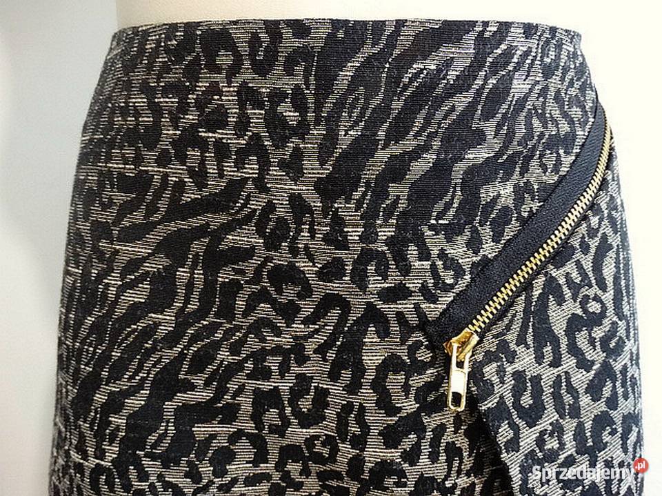 Spódnica Imprezowa Krótka ZłotoCzarna Modne Łomża