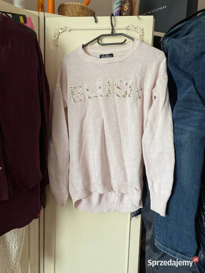 Sweter Cropp z napisem kwiatowy wzór kwiatki XS Wkładane przez głowę Swetry i golfy Kraków sprzedam