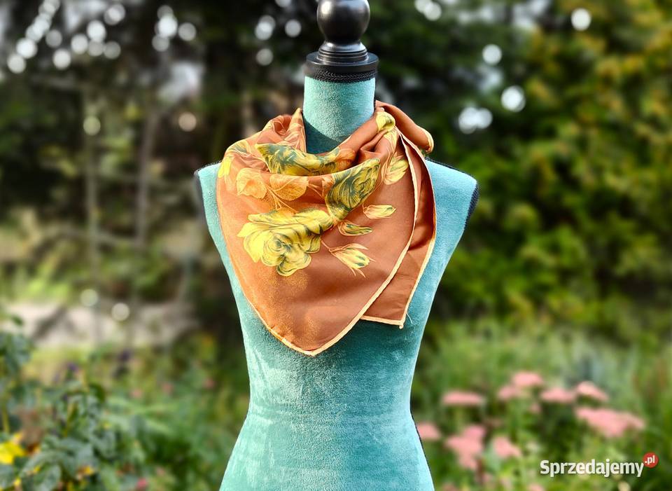 Apaszka vintage chusta chustka retro brązowa sprzedam