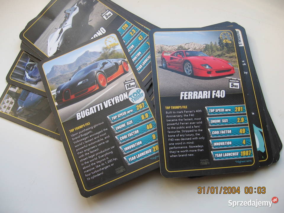 Samochody sport karty Ferrari Corvette Alfa Przemyśl