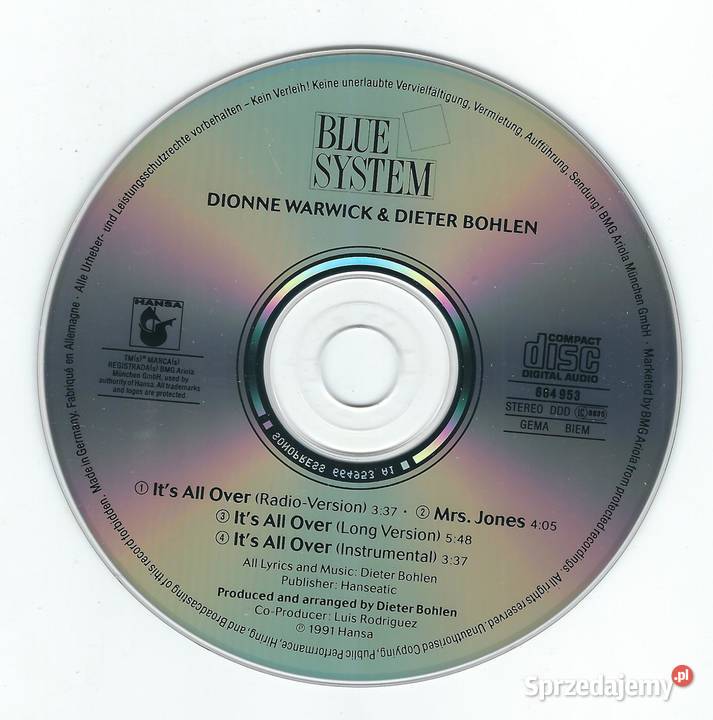 Maxi CD Blue System Dionne Warwick Dieter Bohlen