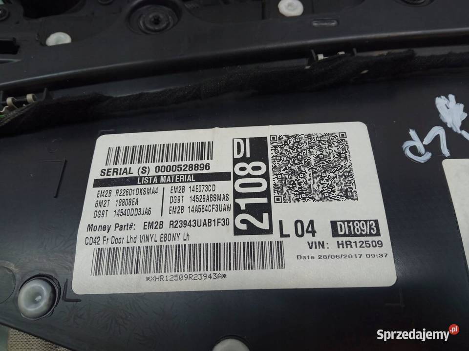 TAPICERKA BOCZEK LEWY PRZÓD KIEROWCY MK2 Ford S