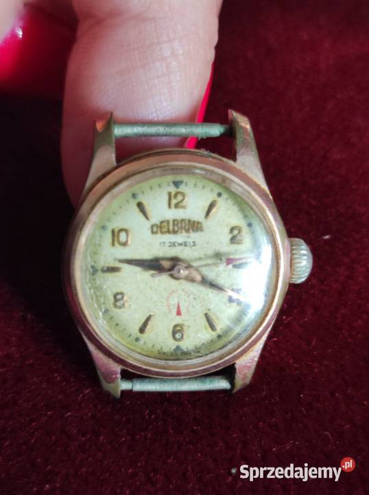DELBANA pozłacany vintage szwajcarski zegarek Kielce
