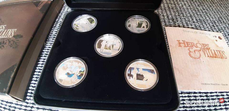srebrne monety kolekcja Tuvalu Heroes Villains Pozostałe Antyki, Sztuka, Kolekcje Jastrzębie-Zdrój