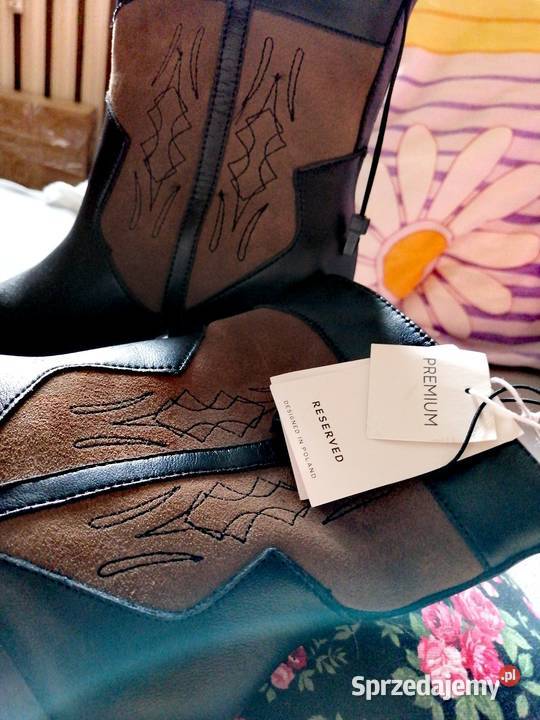 RESERVED Premium SkÓRZANE buty kowbojki NA Leszno