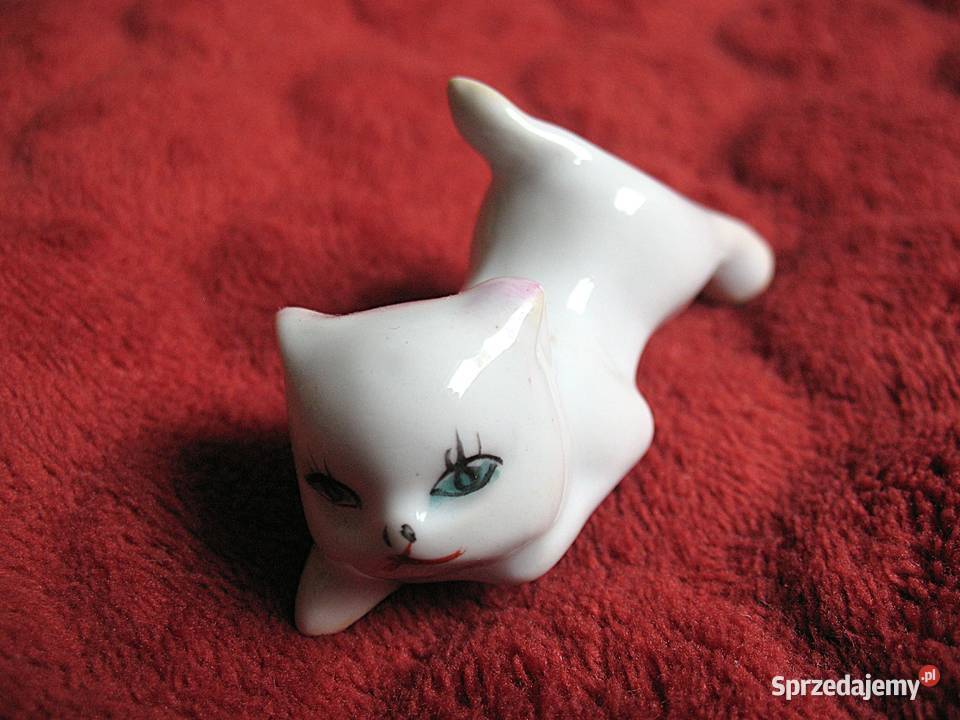 Kot biały młody kotek porcelana 4 x 6 x 25 Siedlce