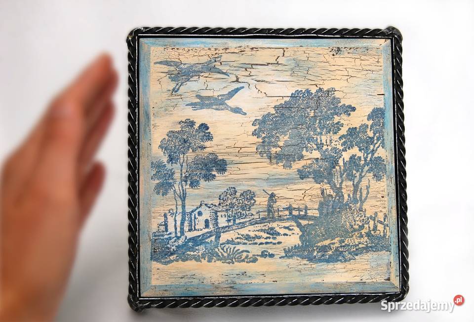 Drewniana metalowa podstawka ręcznie malowana Lublin sprzedam