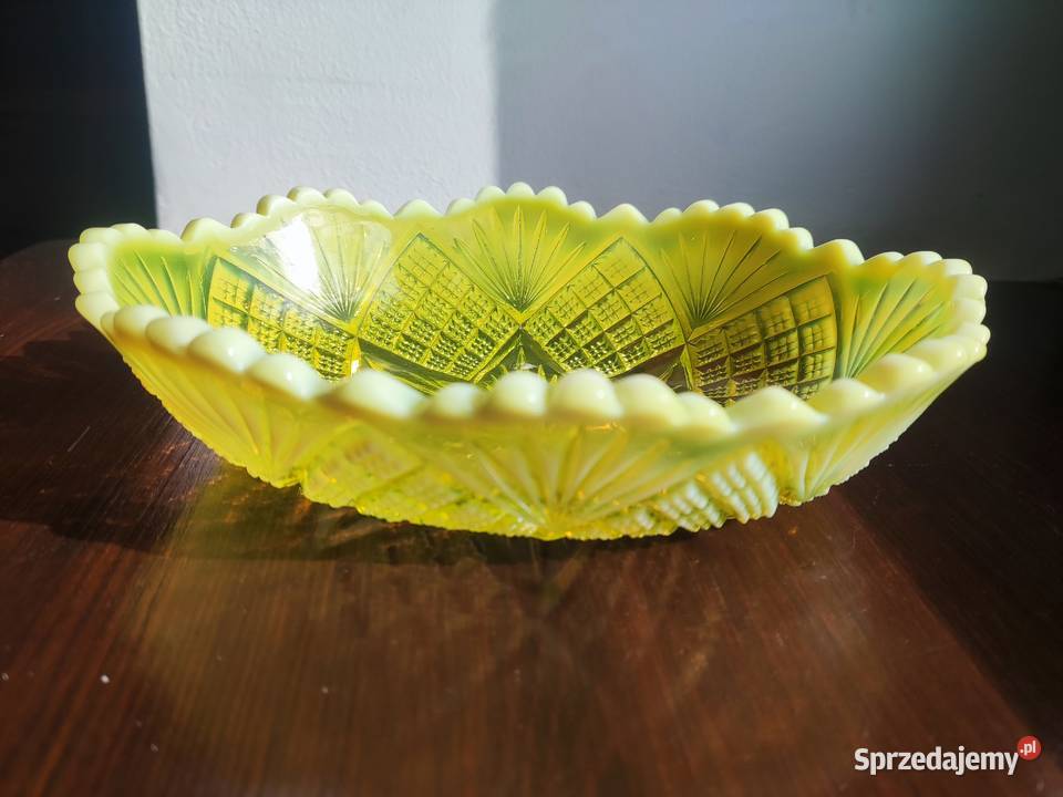 Szkło uranowe George Davidson talerz miska 1896r Kraków