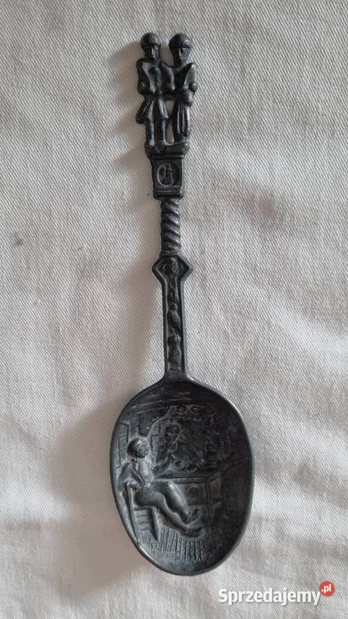 Kolekcjonerska łyżka dekoracyjna z cyny stara Pozostałe Warszawa