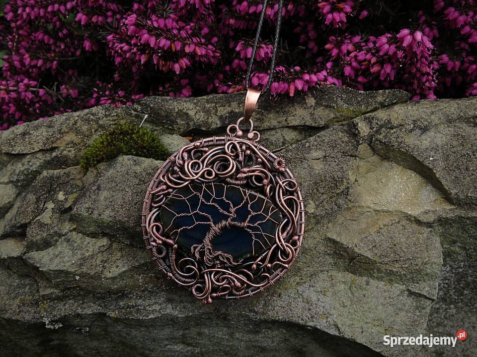 Medalion wisior drzewo życia agat rękodzieło Kraków