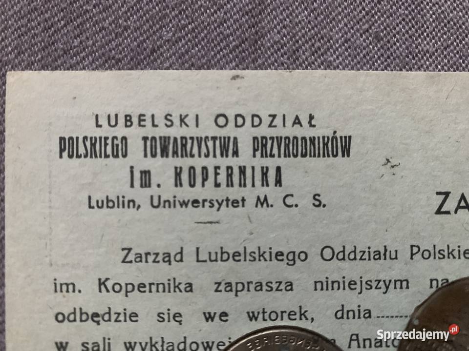 Zaproszenie naukowe Lublin uniwersytet MCS 1948 Łowicz sprzedam