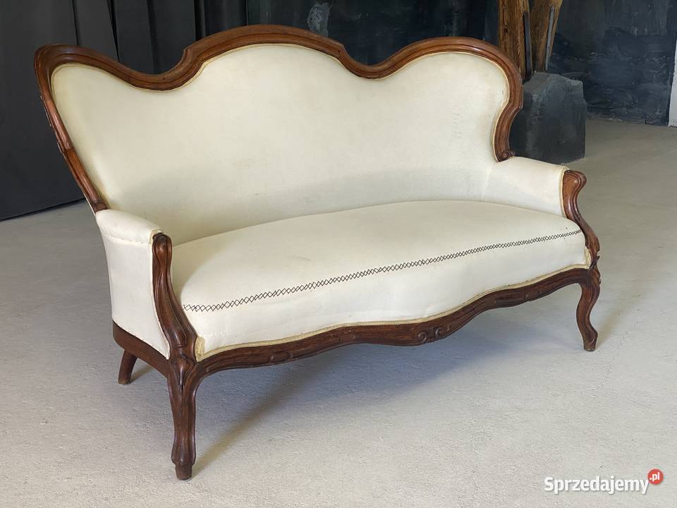 Elegancka sofa ludwikowska rzeźbiona rama Meble Budno