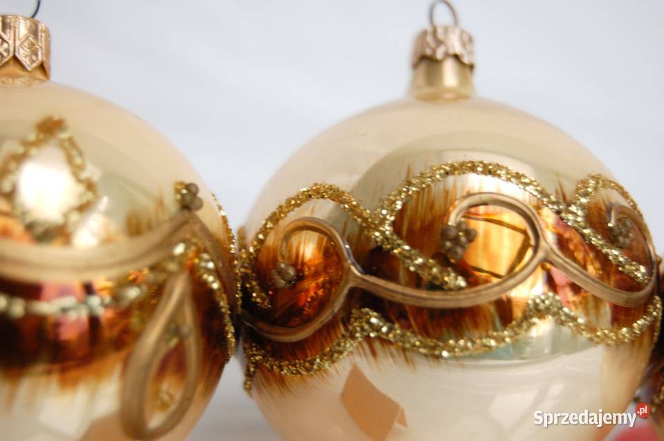 Bombki szklane ręcznie malowane złotobrązowe Lublin sprzedam