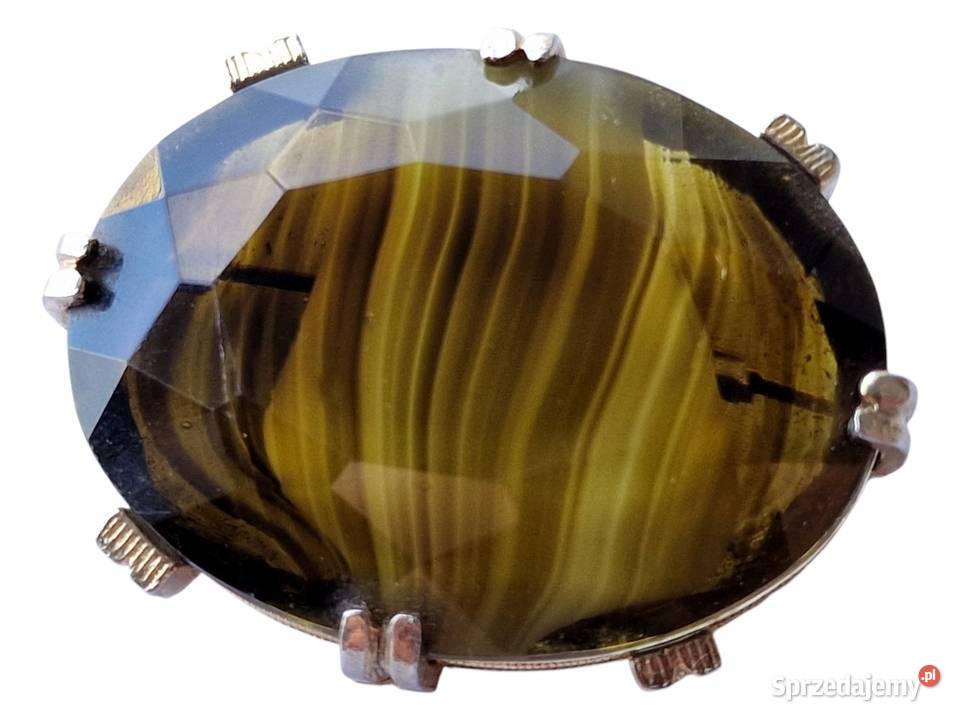 VINTAGE KOSTIUMOWA BROSZKA SPHINX ART DECO SZKŁO