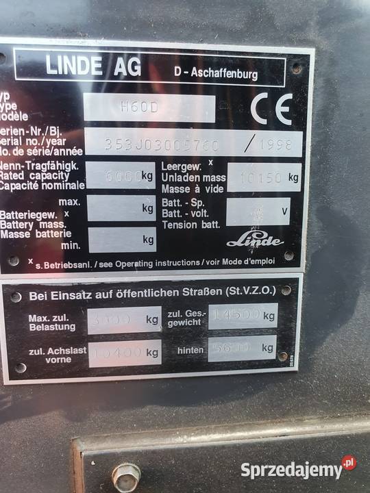 Wózek widłowy Linde 6 8 ton Toyota z Niemiec Produkcja Maków Podhalański