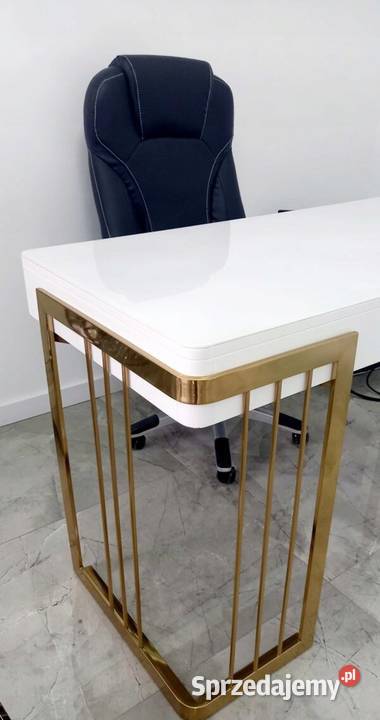 Nowoczesne złote biurko białe biurko kosmetyczne małopolskie