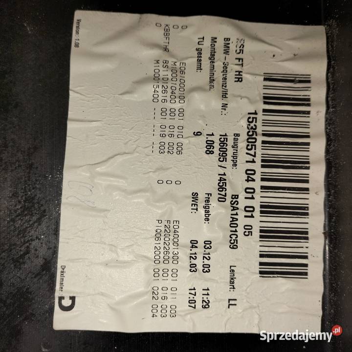 Wspornik tapicerki drzwi prawych tylnych BMW E65 Poręba