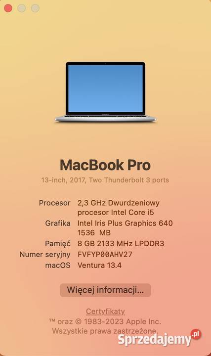 MacBook Pro 13 2017 idealny stan WiFi  Lublin