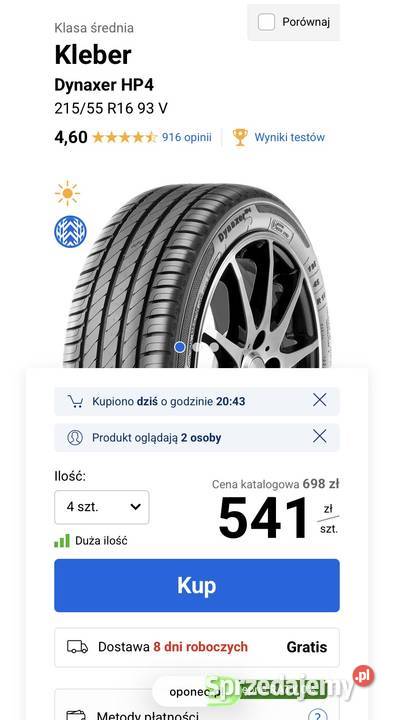 Opony Letnie Kleber Dynaxer HP4 2155516 23r 16cale Turobin