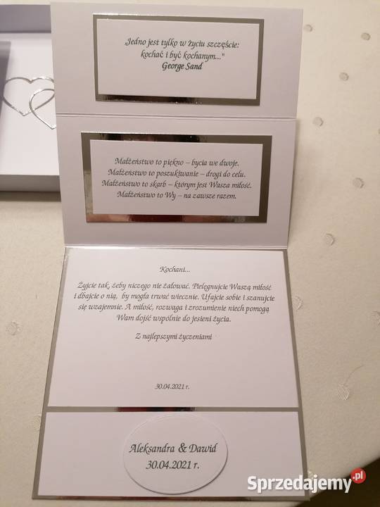 Ślub Kartka sztalugowa ręcznie wykonana w śląskie Strzebiń