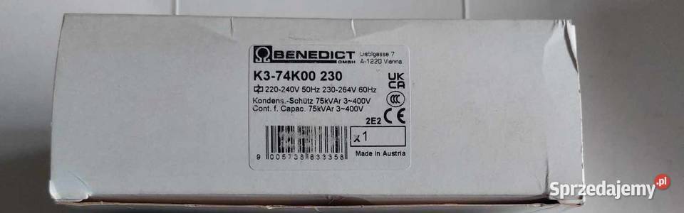 Stycznik k374k00 230 Benedict 75kVAr Pozostałe Dąbrowa Górnicza sprzedam