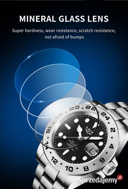 Sportowy zegarek męski Lige datownik z lupą