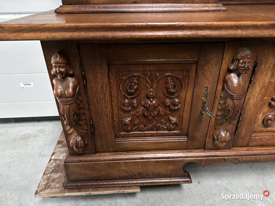 Piękny antyczny dębowy gabinet biblioteka Sławoszewek