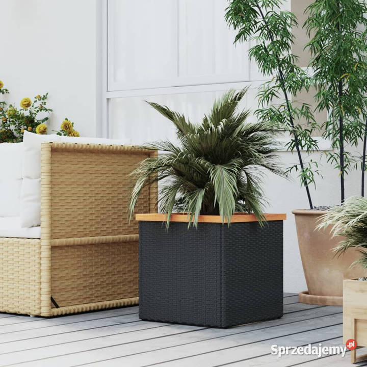 Donica czarna 40x40x40 polirattan WM319414 mazowieckie