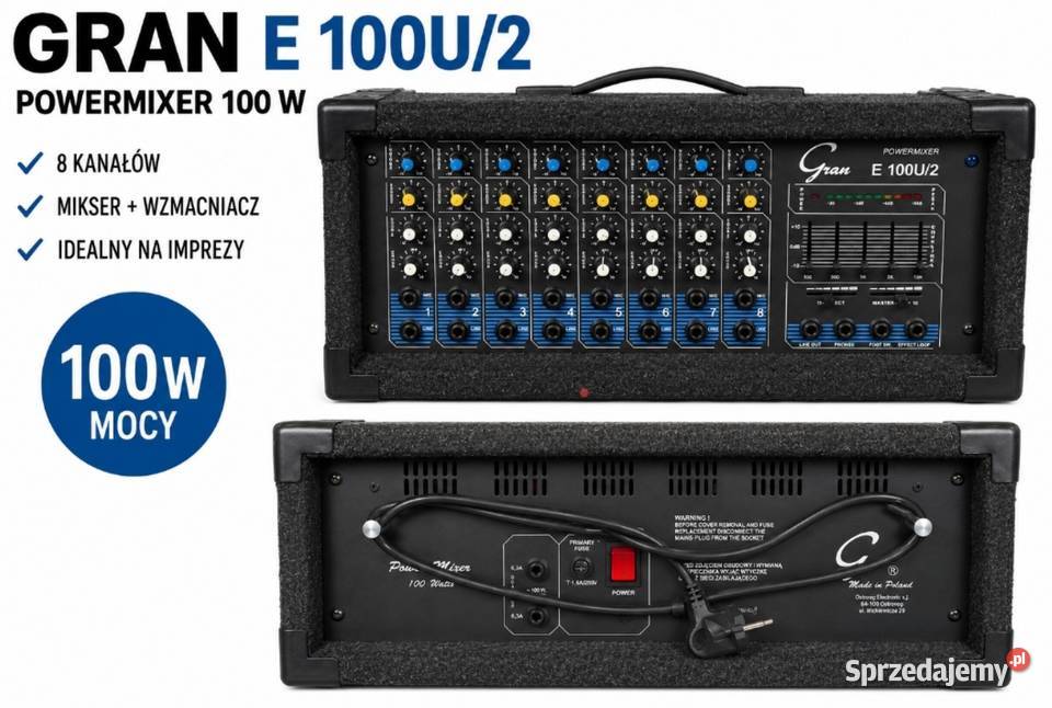 Powermikser GRAN E100U2 100W 8 kanałów Mikser zachodniopomorskie Kołobrzeg