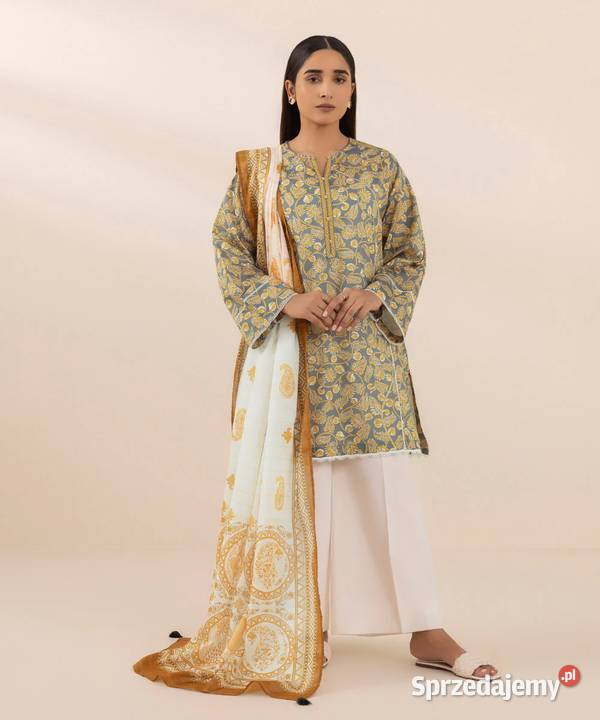 Duża chusta bawełna szal pareo kolor złoty Szczecin