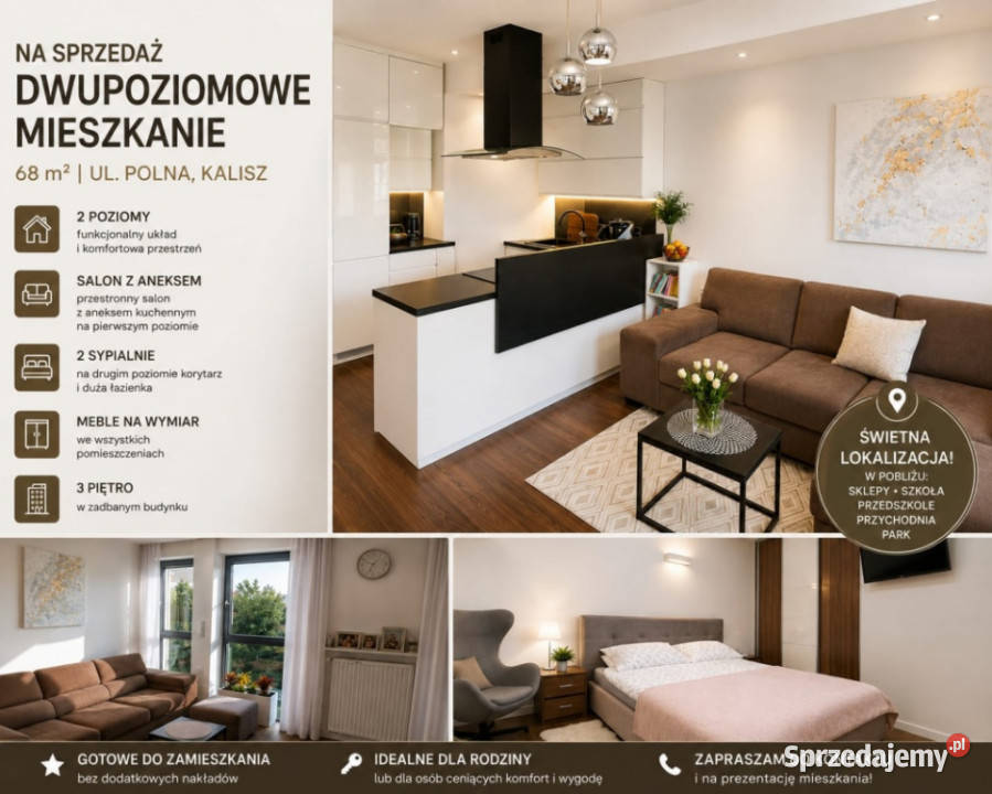 Mieszkanie dwupoziomowe Polna 28 Kalisz 68m internet