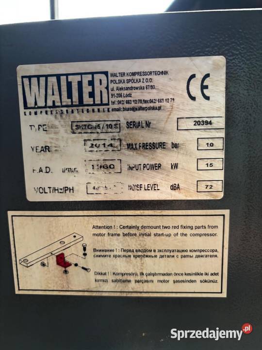 sprężarka śrubowa kompresor Walter SKTG 15 P