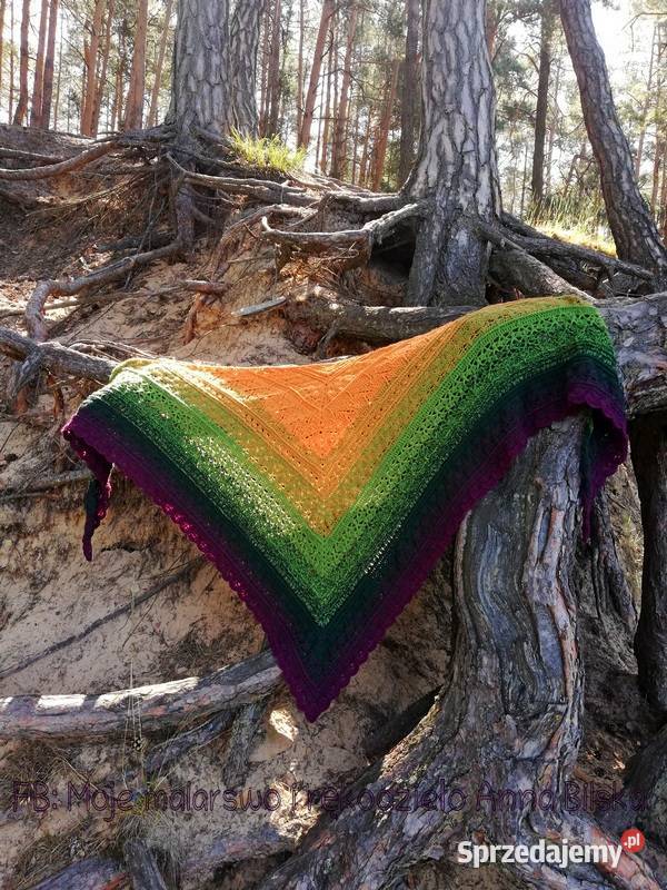 Chusta ombre w kolorach jesieni rękodzieło na Skarżysko-Kamienna