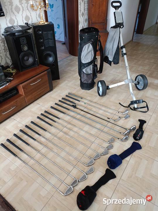 Kije Golfowe 15 sztuk z Wózkiem Torba i wielkopolskie Drawski Młyn