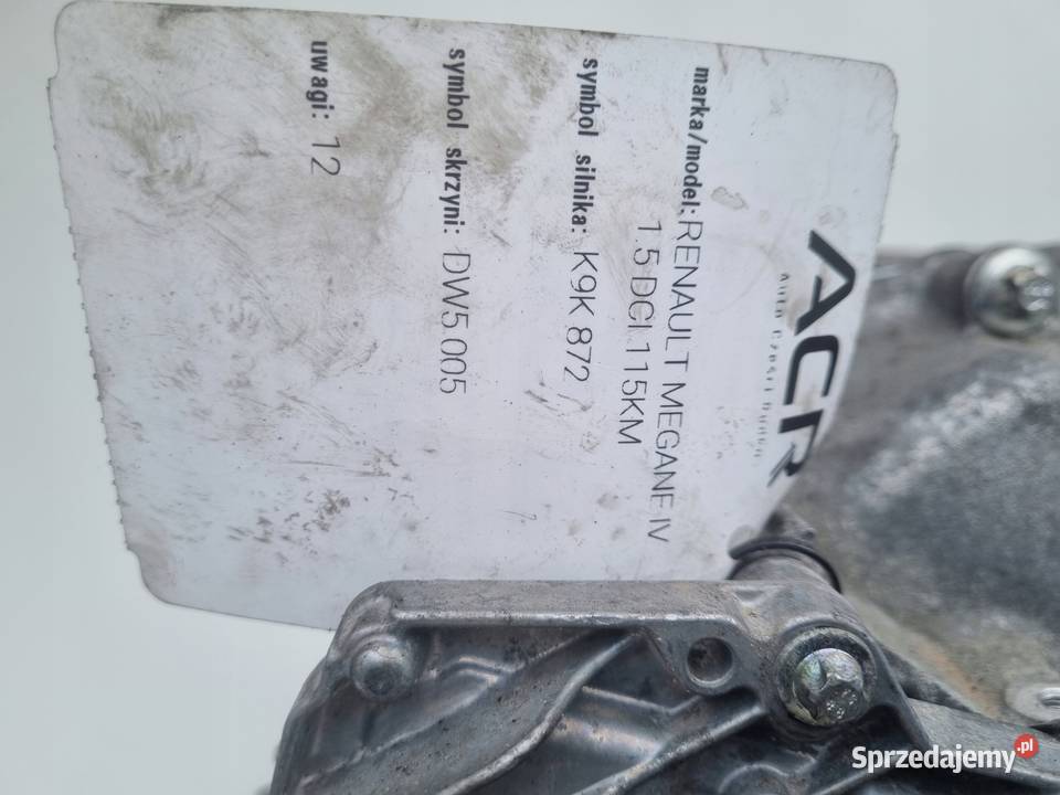 AUTOMATYCZNA SKRZYNIA BIEGÓW Renault Megane IV Skrzynie biegów manualne Układ napędowy Rudka