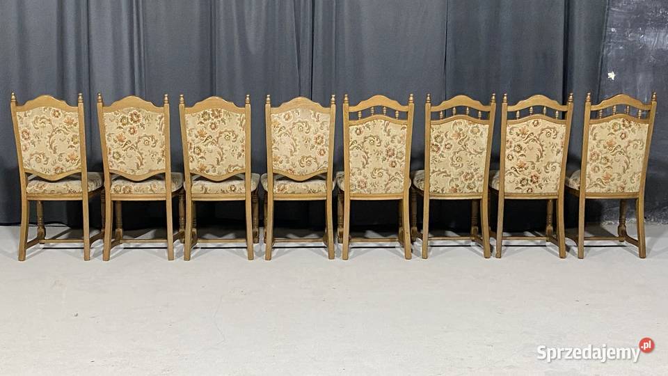 Dębowy komplet do jadalni rozkładany stół 8 Budno