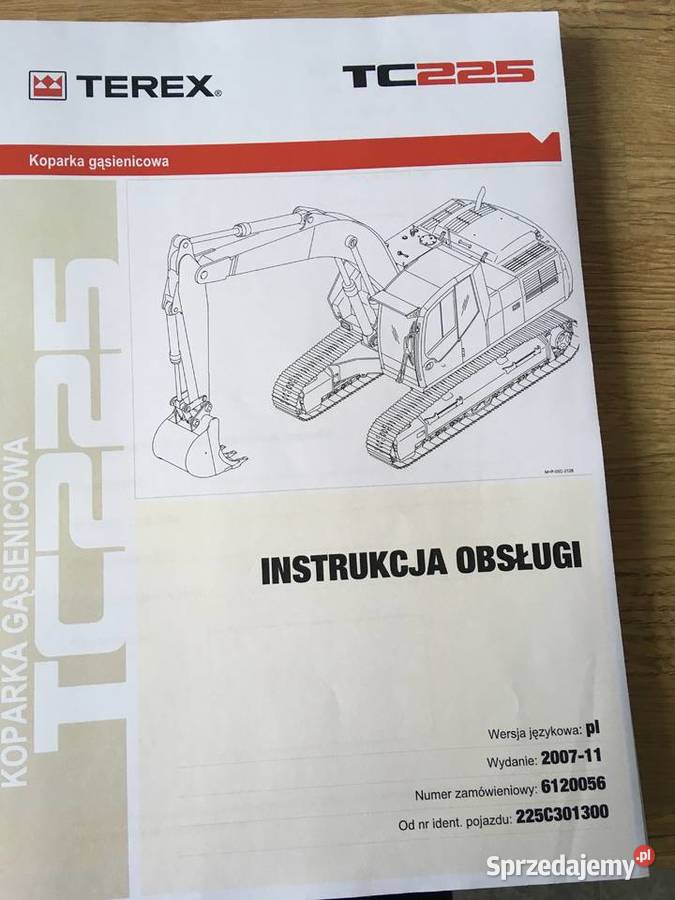 dtr instrukcja obsługi koparka terex tc225lc i Szczecin sprzedam