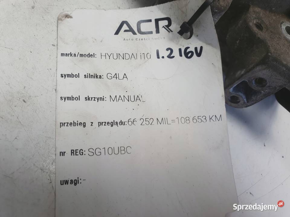 PRZEPUSTNICA Hyundai i10 12 16V G4LA 78 osobowe lubelskie