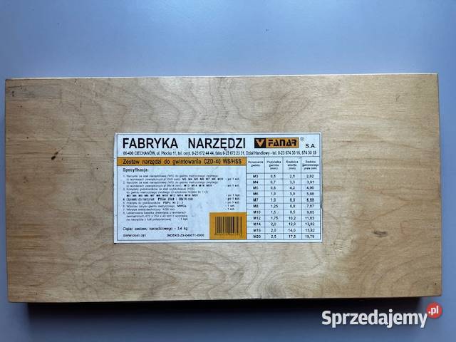 zestaw narzędzi do gwintowania CZD40 WSHSS FANAR sprzedam