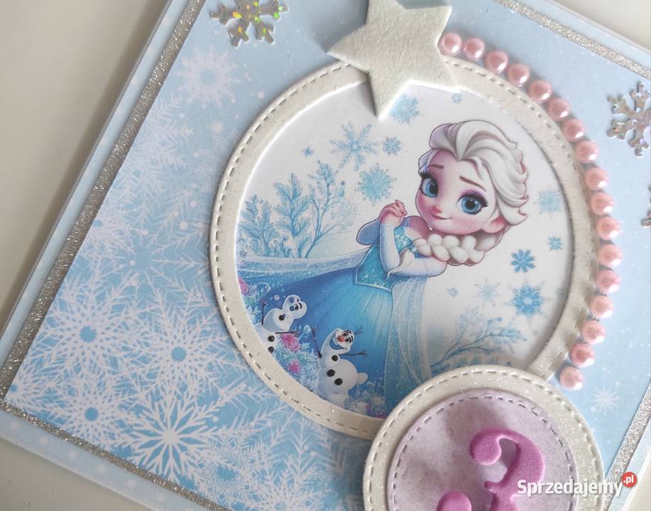 Kartka ręcznie robiona na urodziny Kraina lodu łódzkie Łódź